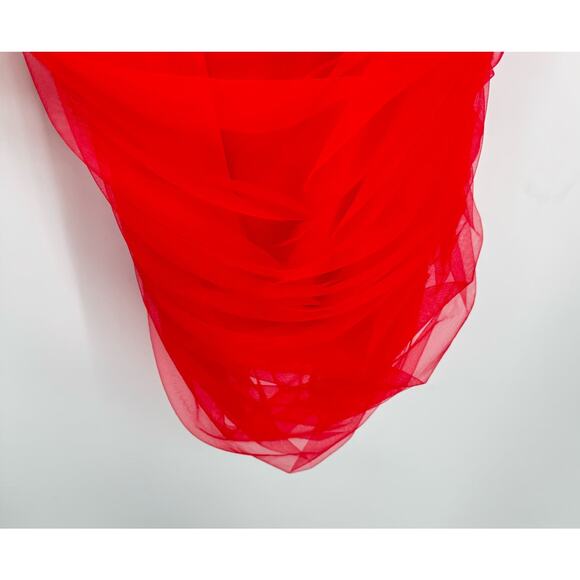 House Of Cb‎ London Noelle Off the Shoulder Ruffle Sleeve Mini Dress Red Size XS - Picture 6 of 13